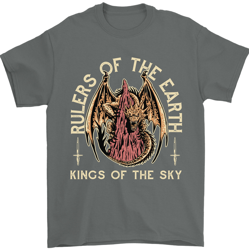 Dragons Rulers of the Earth Fantasy RPG Mens T-Shirt 100% Cotton Charcoal