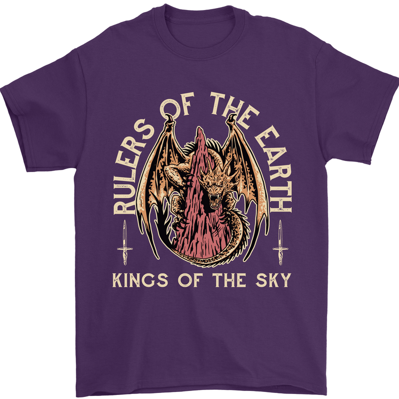 Dragons Rulers of the Earth Fantasy RPG Mens T-Shirt 100% Cotton Purple