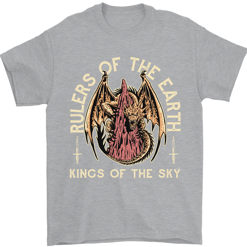 Dragons Rulers of the Earth Fantasy RPG Mens T-Shirt 100% Cotton Sports Grey