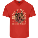 Dragons Rulers of the Earth Fantasy RPG Mens V-Neck Cotton T-Shirt Red