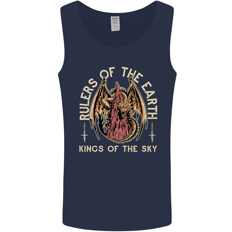 Dragons Rulers of the Earth Fantasy RPG Mens Vest Tank Top Navy Blue