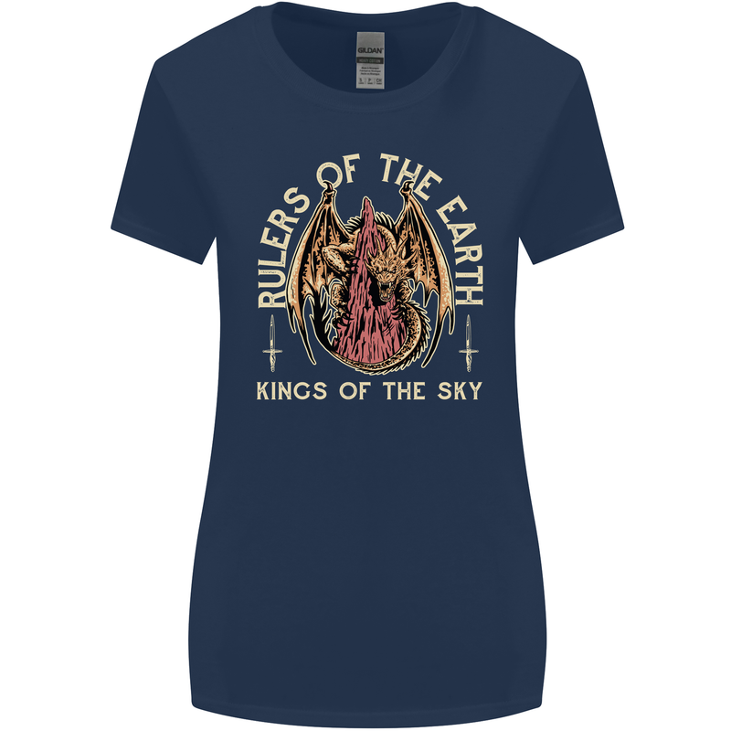 Dragons Rulers of the Earth Fantasy RPG Womens Wider Cut T-Shirt Navy Blue