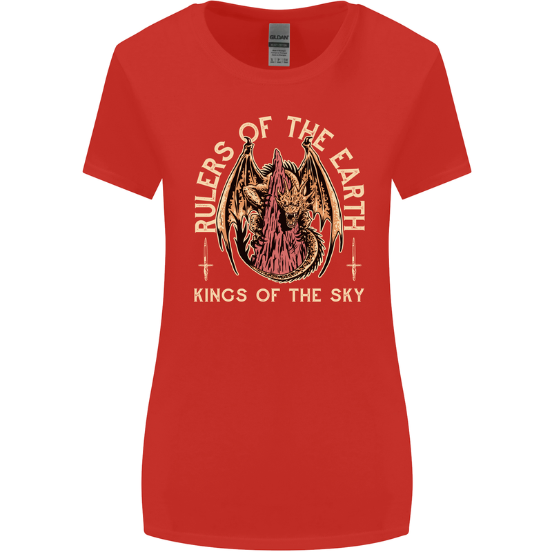 Dragons Rulers of the Earth Fantasy RPG Womens Wider Cut T-Shirt Red