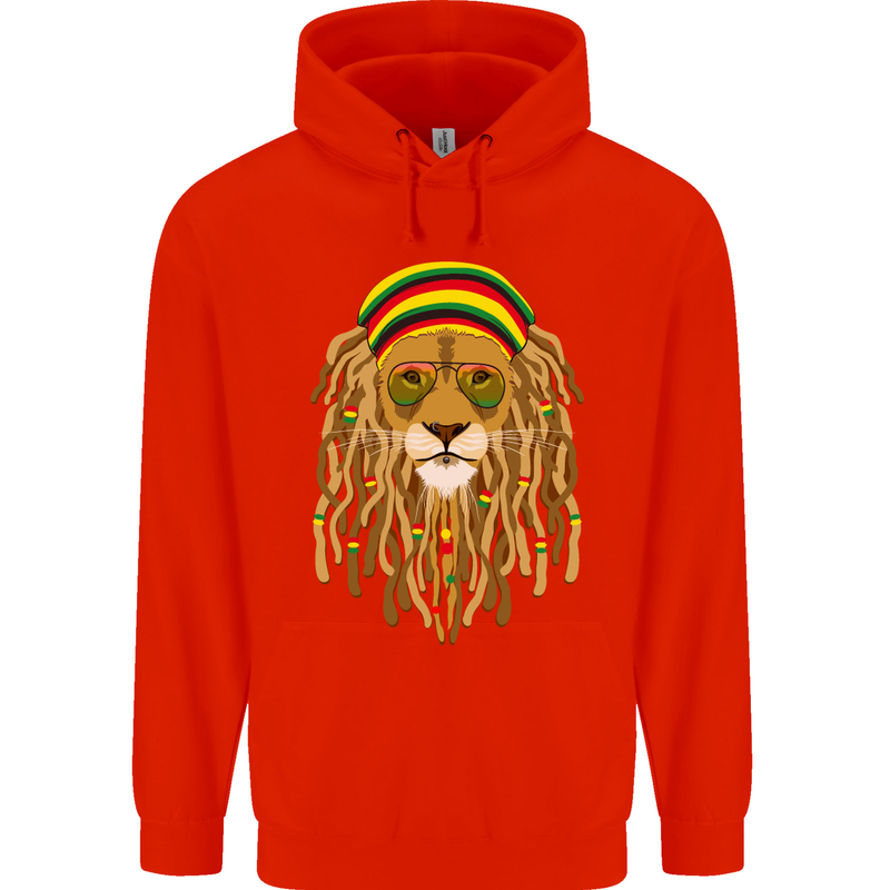 Dreadlock Rasta Lion Jamaica Jamaican Childrens Kids Hoodie Bright Red