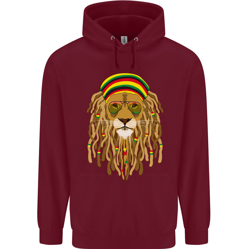 Dreadlock Rasta Lion Jamaica Jamaican Childrens Kids Hoodie Maroon