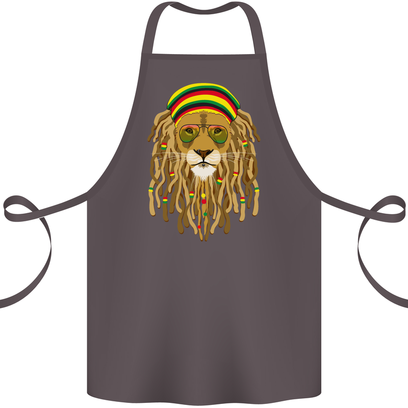 Dreadlock Rasta Lion Jamaica Jamaican Cotton Apron 100% Organic Dark Grey