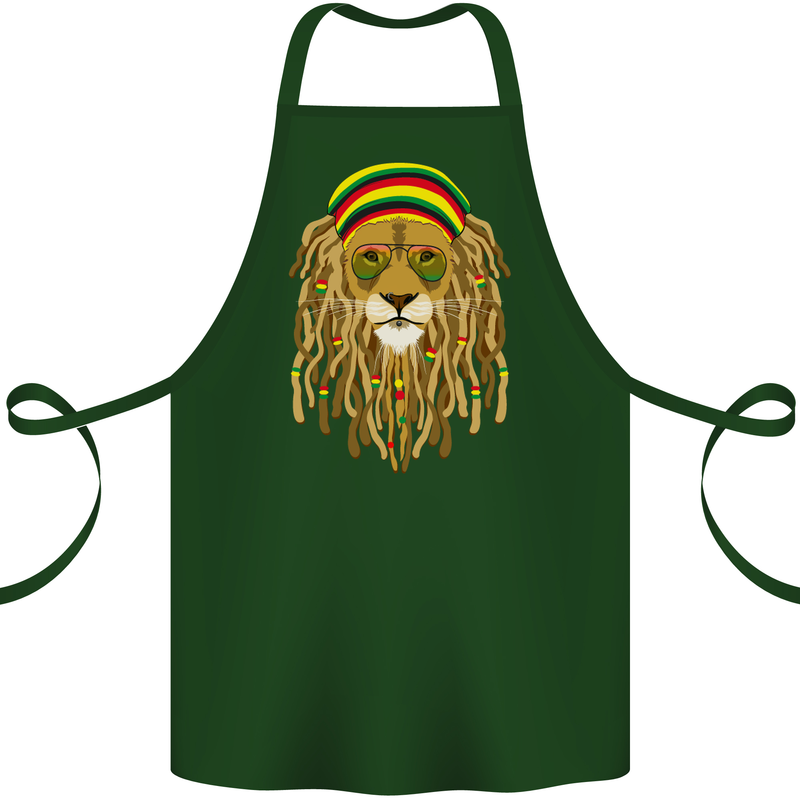 Dreadlock Rasta Lion Jamaica Jamaican Cotton Apron 100% Organic Forest Green