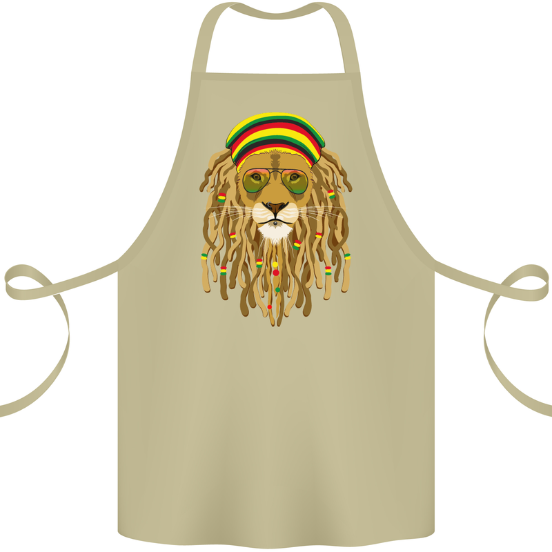 Dreadlock Rasta Lion Jamaica Jamaican Cotton Apron 100% Organic Khaki