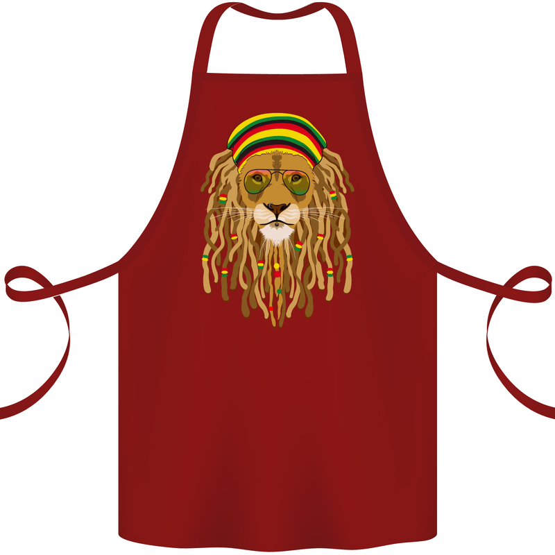 Dreadlock Rasta Lion Jamaica Jamaican Cotton Apron 100% Organic Maroon