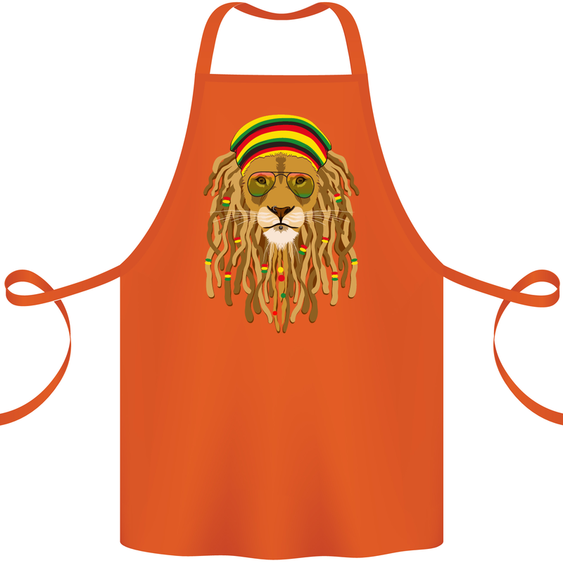 Dreadlock Rasta Lion Jamaica Jamaican Cotton Apron 100% Organic Orange