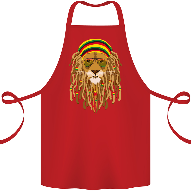 Dreadlock Rasta Lion Jamaica Jamaican Cotton Apron 100% Organic Red