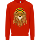 Dreadlock Rasta Lion Jamaica Jamaican Kids Sweatshirt Jumper Bright Red