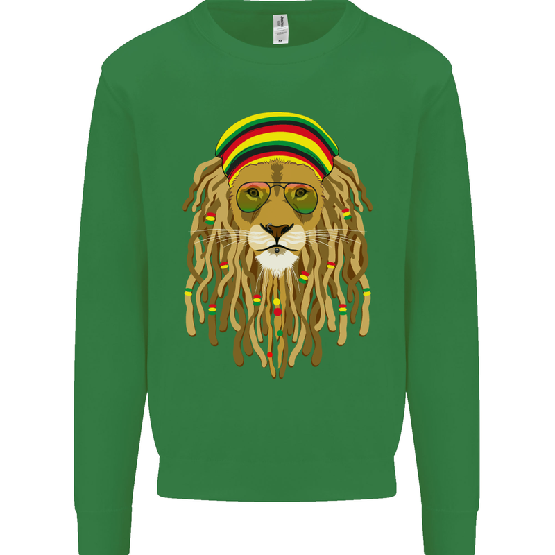 Dreadlock Rasta Lion Jamaica Jamaican Kids Sweatshirt Jumper Irish Green