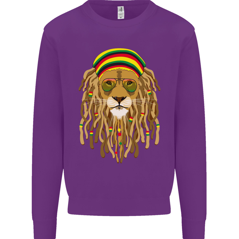Dreadlock Rasta Lion Jamaica Jamaican Kids Sweatshirt Jumper Purple