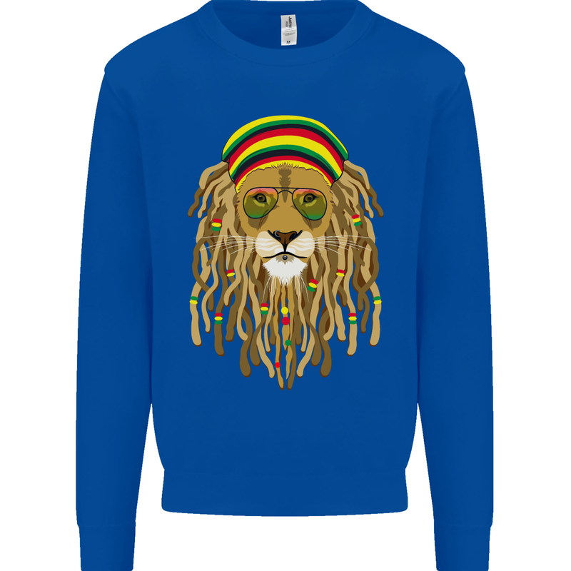 Dreadlock Rasta Lion Jamaica Jamaican Kids Sweatshirt Jumper Royal Blue