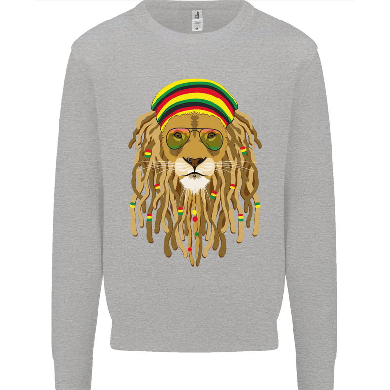Dreadlock Rasta Lion Jamaica Jamaican Kids Sweatshirt Jumper Sports Grey