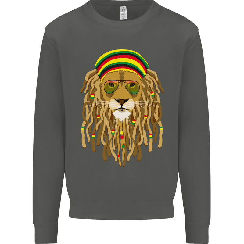 Dreadlock Rasta Lion Jamaica Jamaican Kids Sweatshirt Jumper Storm Grey