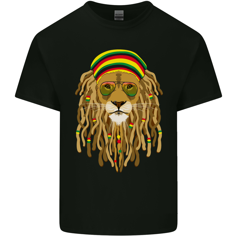 Dreadlock Rasta Lion Jamaica Jamaican Mens Cotton T-Shirt Tee Top Black