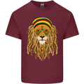 Dreadlock Rasta Lion Jamaica Jamaican Mens Cotton T-Shirt Tee Top Maroon