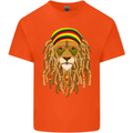 Dreadlock Rasta Lion Jamaica Jamaican Mens Cotton T-Shirt Tee Top Orange