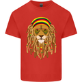 Dreadlock Rasta Lion Jamaica Jamaican Mens Cotton T-Shirt Tee Top Red