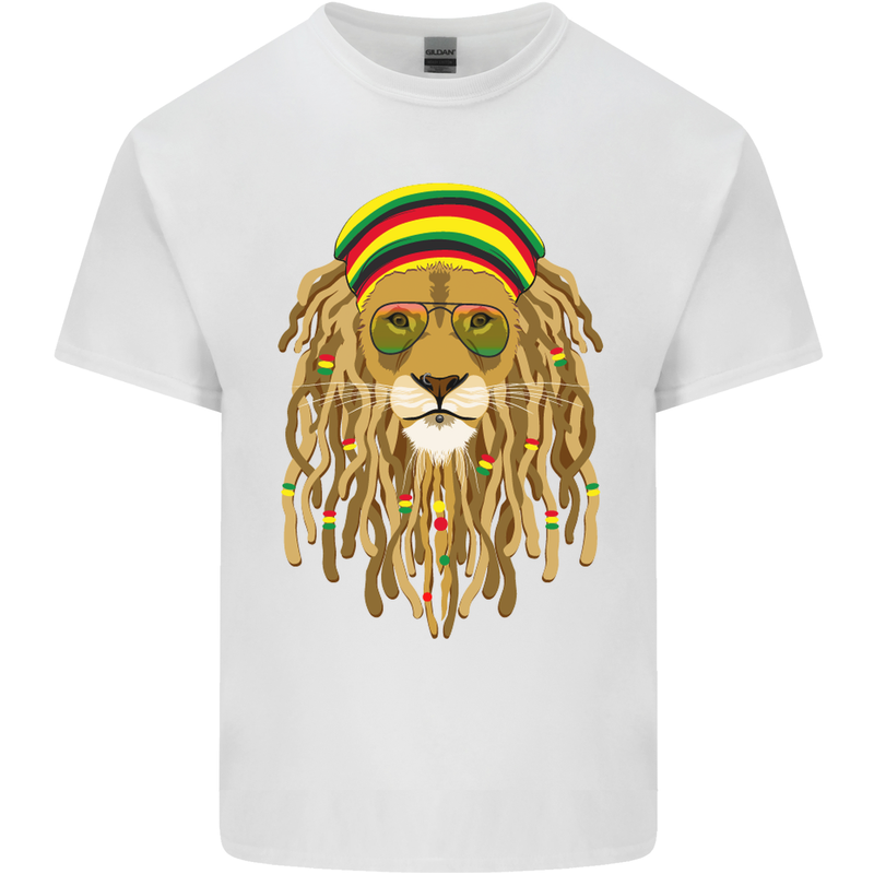 Dreadlock Rasta Lion Jamaica Jamaican Mens Cotton T-Shirt Tee Top White