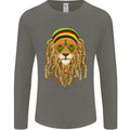 Dreadlock Rasta Lion Jamaica Jamaican Mens Long Sleeve T-Shirt Charcoal