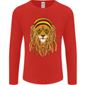 Dreadlock Rasta Lion Jamaica Jamaican Mens Long Sleeve T-Shirt Red