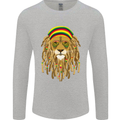 Dreadlock Rasta Lion Jamaica Jamaican Mens Long Sleeve T-Shirt Sports Grey