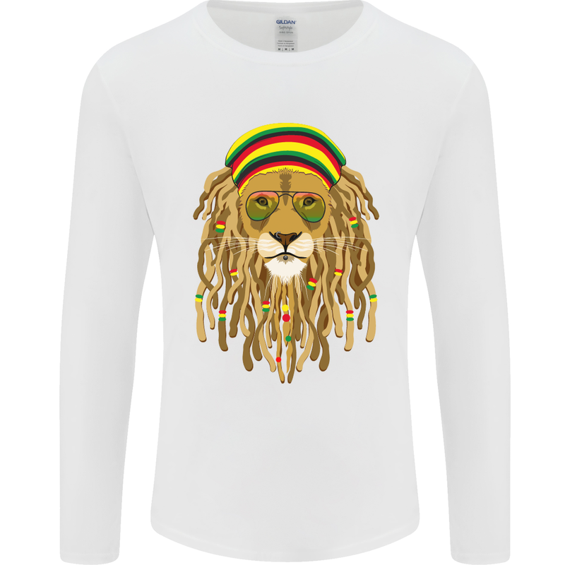 Dreadlock Rasta Lion Jamaica Jamaican Mens Long Sleeve T-Shirt White