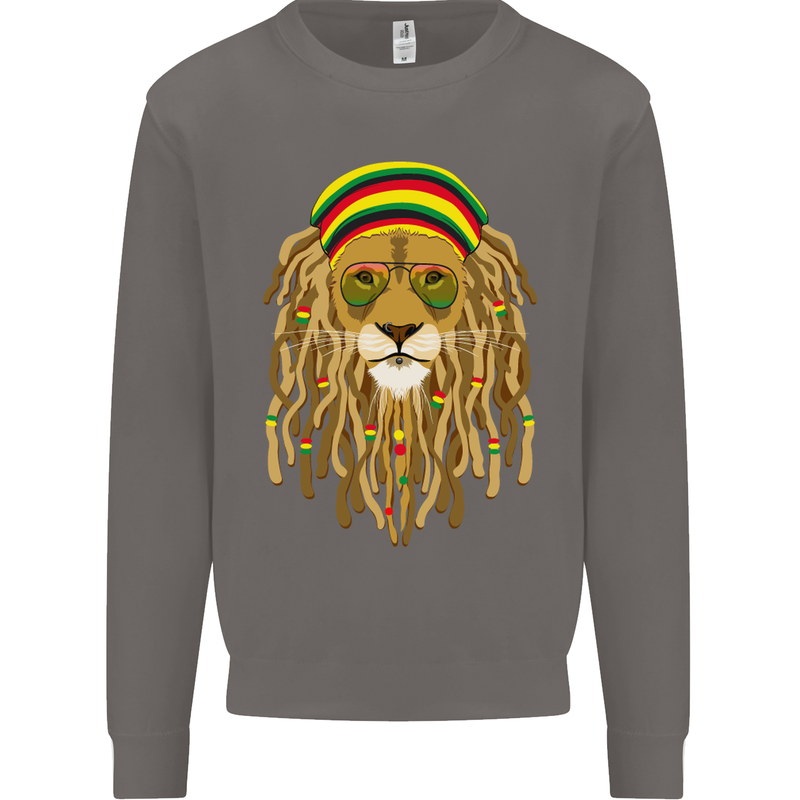 Dreadlock Rasta Lion Jamaica Jamaican Mens Sweatshirt Jumper Charcoal
