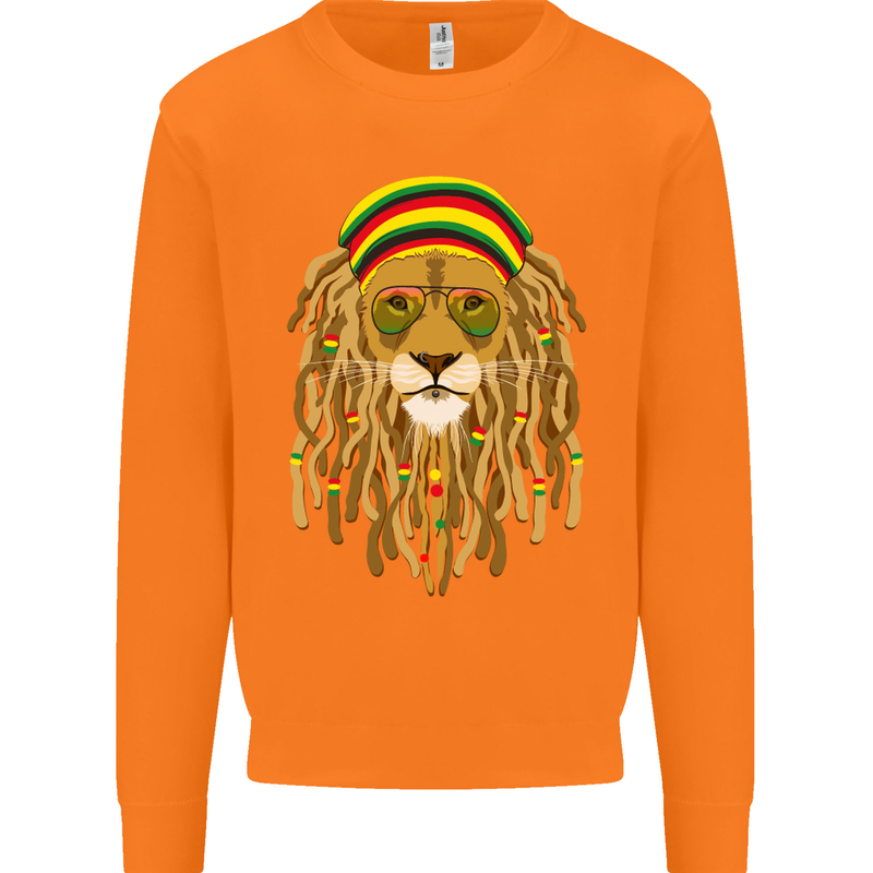 Dreadlock Rasta Lion Jamaica Jamaican Mens Sweatshirt Jumper Orange