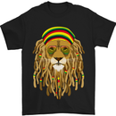 Dreadlock Rasta Lion Jamaica Jamaican Mens T-Shirt Cotton Gildan Black