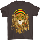 Dreadlock Rasta Lion Jamaica Jamaican Mens T-Shirt Cotton Gildan Dark Chocolate