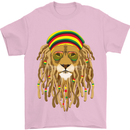 Dreadlock Rasta Lion Jamaica Jamaican Mens T-Shirt Cotton Gildan Light Pink