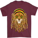 Dreadlock Rasta Lion Jamaica Jamaican Mens T-Shirt Cotton Gildan Maroon