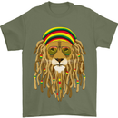 Dreadlock Rasta Lion Jamaica Jamaican Mens T-Shirt Cotton Gildan Military Green