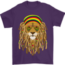 Dreadlock Rasta Lion Jamaica Jamaican Mens T-Shirt Cotton Gildan Purple