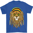 Dreadlock Rasta Lion Jamaica Jamaican Mens T-Shirt Cotton Gildan Royal Blue