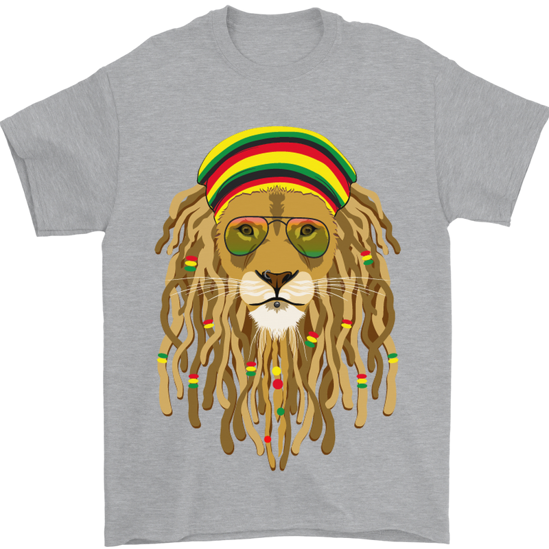 Dreadlock Rasta Lion Jamaica Jamaican Mens T-Shirt Cotton Gildan Sports Grey