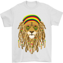 Dreadlock Rasta Lion Jamaica Jamaican Mens T-Shirt Cotton Gildan White