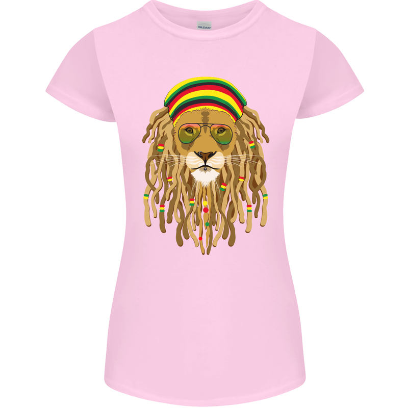 Dreadlock Rasta Lion Jamaica Jamaican Womens Petite Cut T-Shirt Light Pink