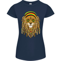 Dreadlock Rasta Lion Jamaica Jamaican Womens Petite Cut T-Shirt Navy Blue