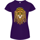 Dreadlock Rasta Lion Jamaica Jamaican Womens Petite Cut T-Shirt Purple