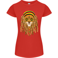 Dreadlock Rasta Lion Jamaica Jamaican Womens Petite Cut T-Shirt Red
