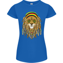 Dreadlock Rasta Lion Jamaica Jamaican Womens Petite Cut T-Shirt Royal Blue