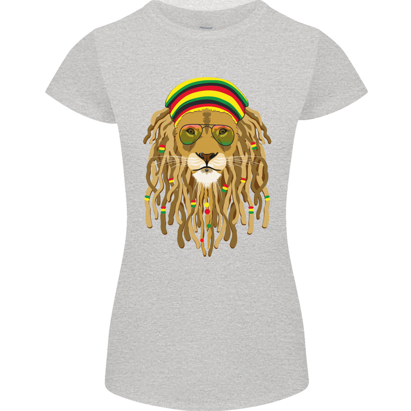 Dreadlock Rasta Lion Jamaica Jamaican Womens Petite Cut T-Shirt Sports Grey