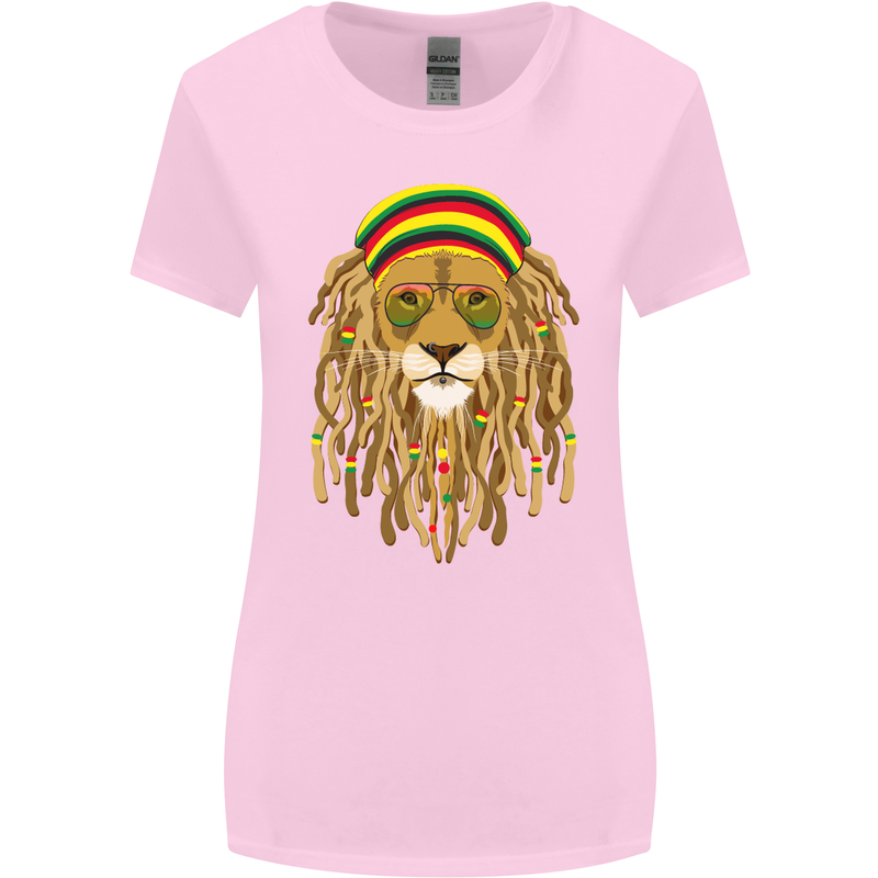 Dreadlock Rasta Lion Jamaica Jamaican Womens Wider Cut T-Shirt Light Pink