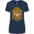 Dreadlock Rasta Lion Jamaica Jamaican Womens Wider Cut T-Shirt Navy Blue