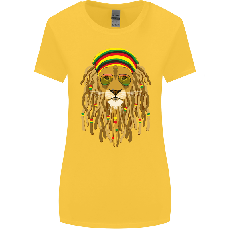 Dreadlock Rasta Lion Jamaica Jamaican Womens Wider Cut T-Shirt Yellow